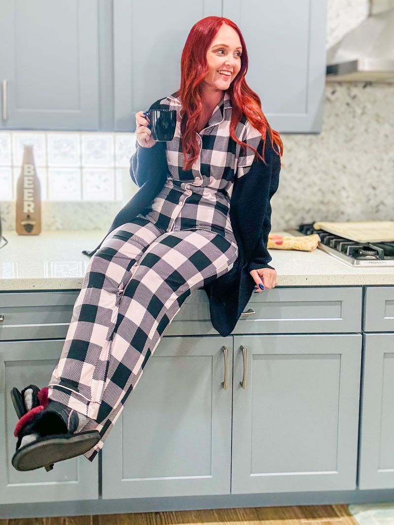 LuLaRoe LuLaRoe Valentine Serene Set - Blush Nightfall Check 