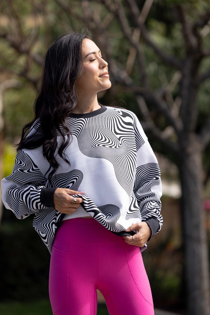 LuLaRoe LuLaRoe RISE Reset Pullover – Ivory Current Abstract 