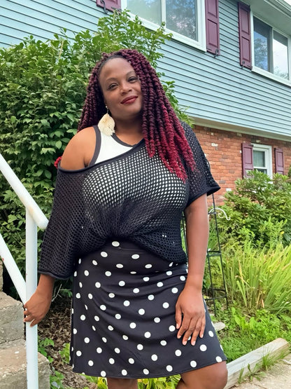 LuLaRoe Eileen Skort - Black & White Polka Dot