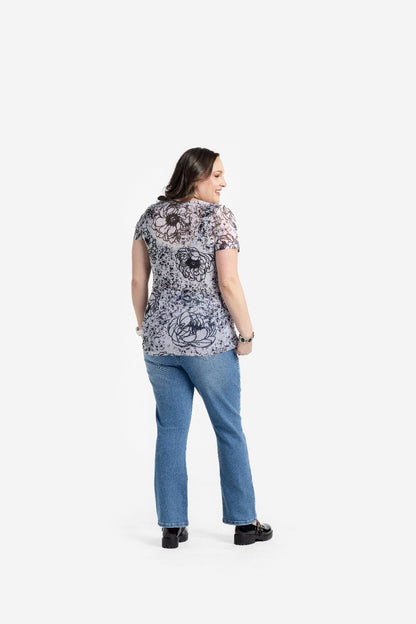 LuLaRoe LuLaRoe Miranda Mesh T - Midnight Sketch Bloom (Copy) 