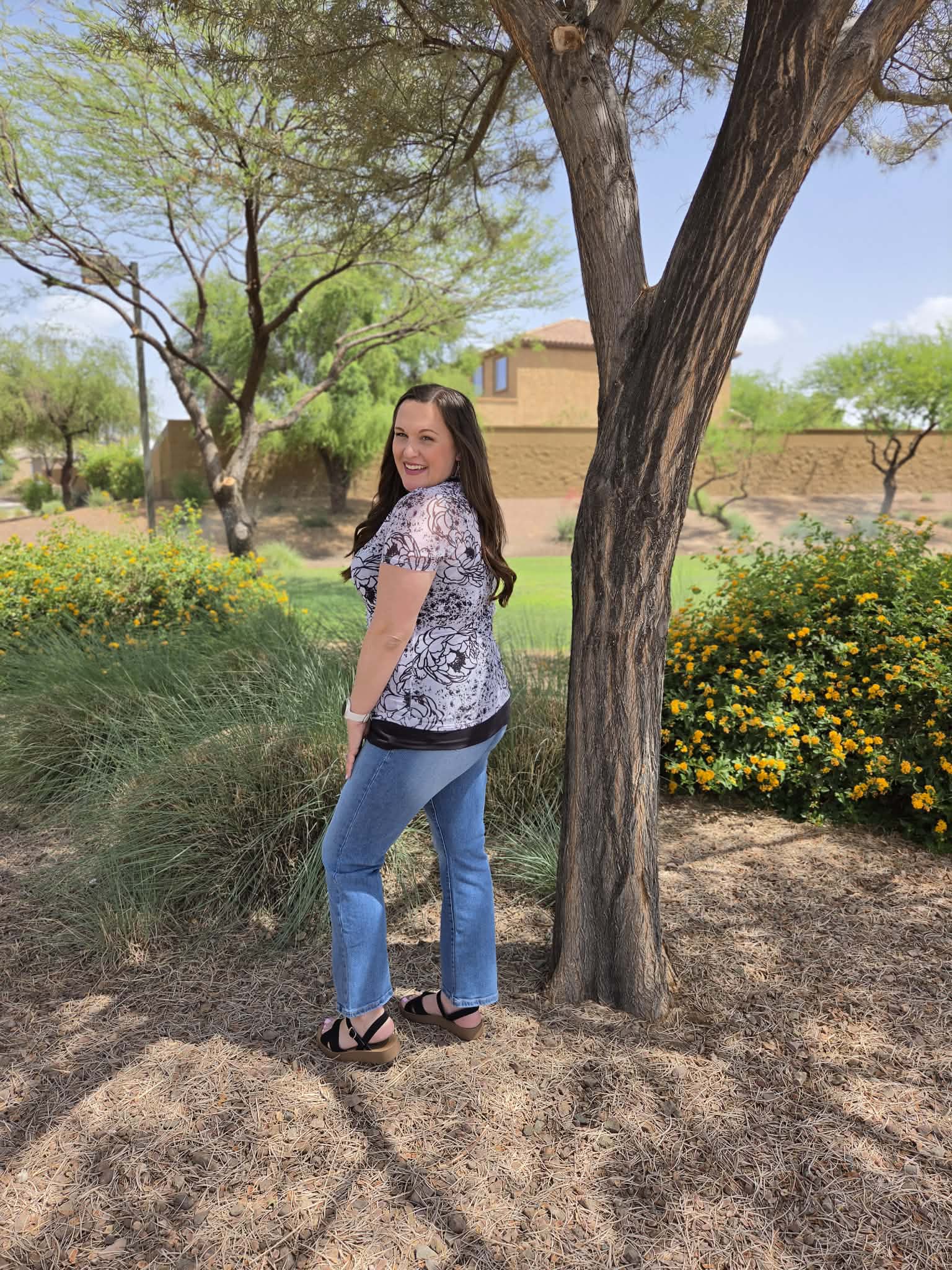 LuLaRoe LuLaRoe Miranda Mesh T - Midnight Sketch Bloom (Copy) 