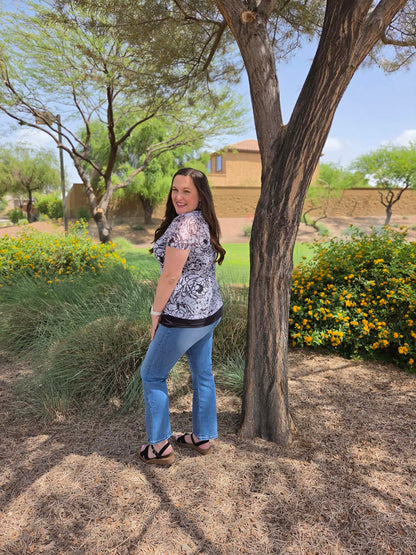 LuLaRoe LuLaRoe Miranda Mesh T - Midnight Sketch Bloom (Copy) 