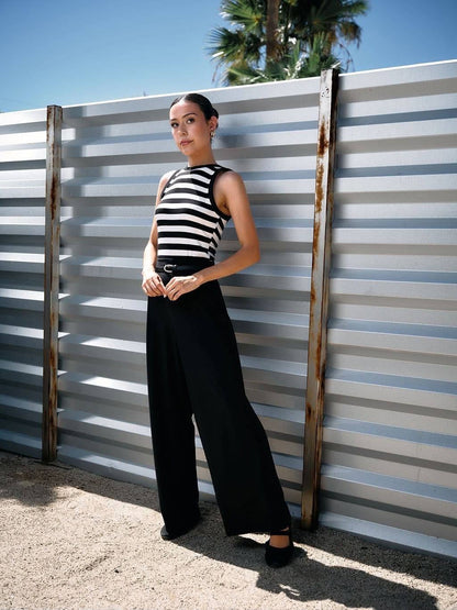 LuLaRoe Davy Rib Tank – Black & White Horizontal Stripe