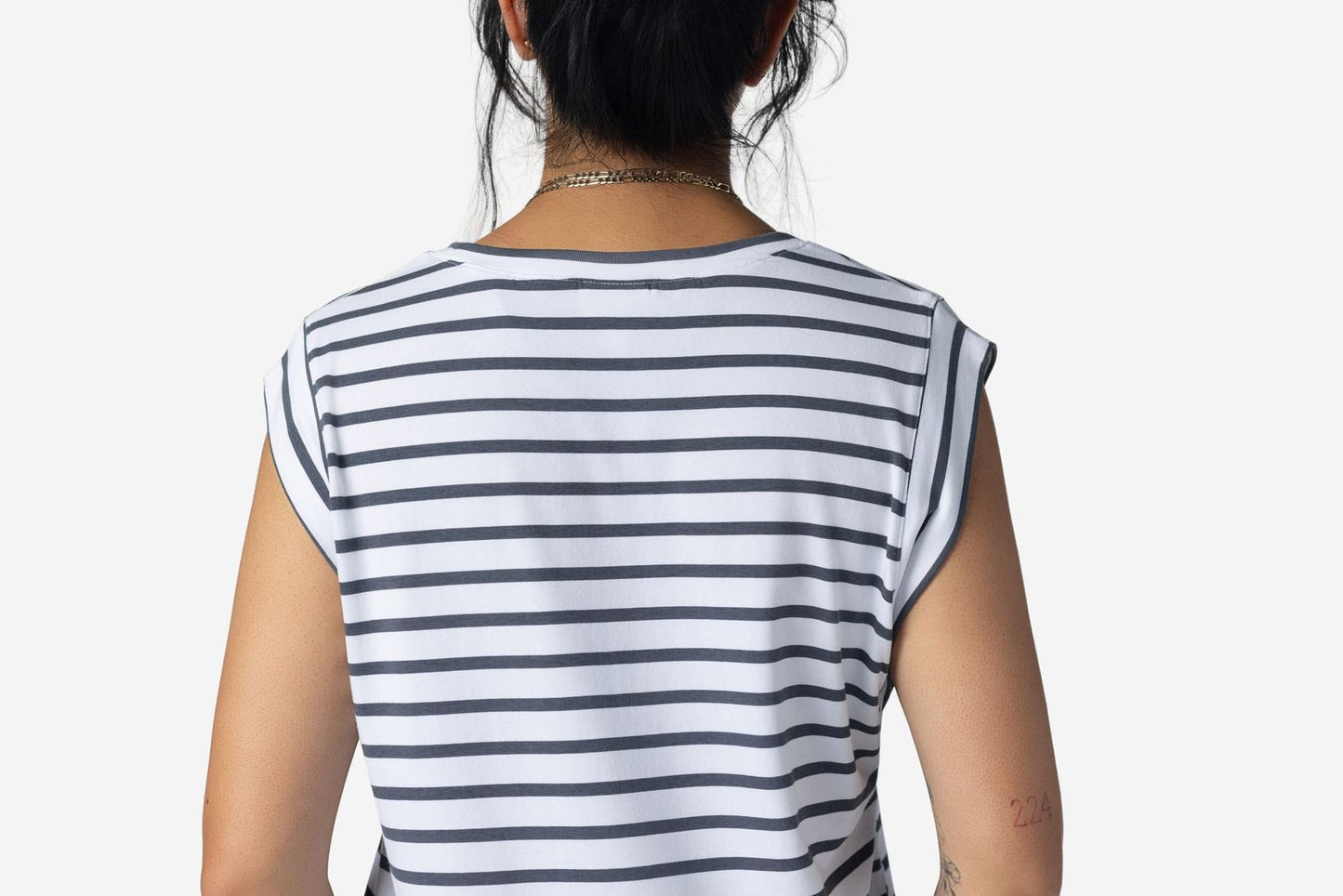 LuLaRoe Suzanne Cap Sleeve Top - Charcoal Stripe