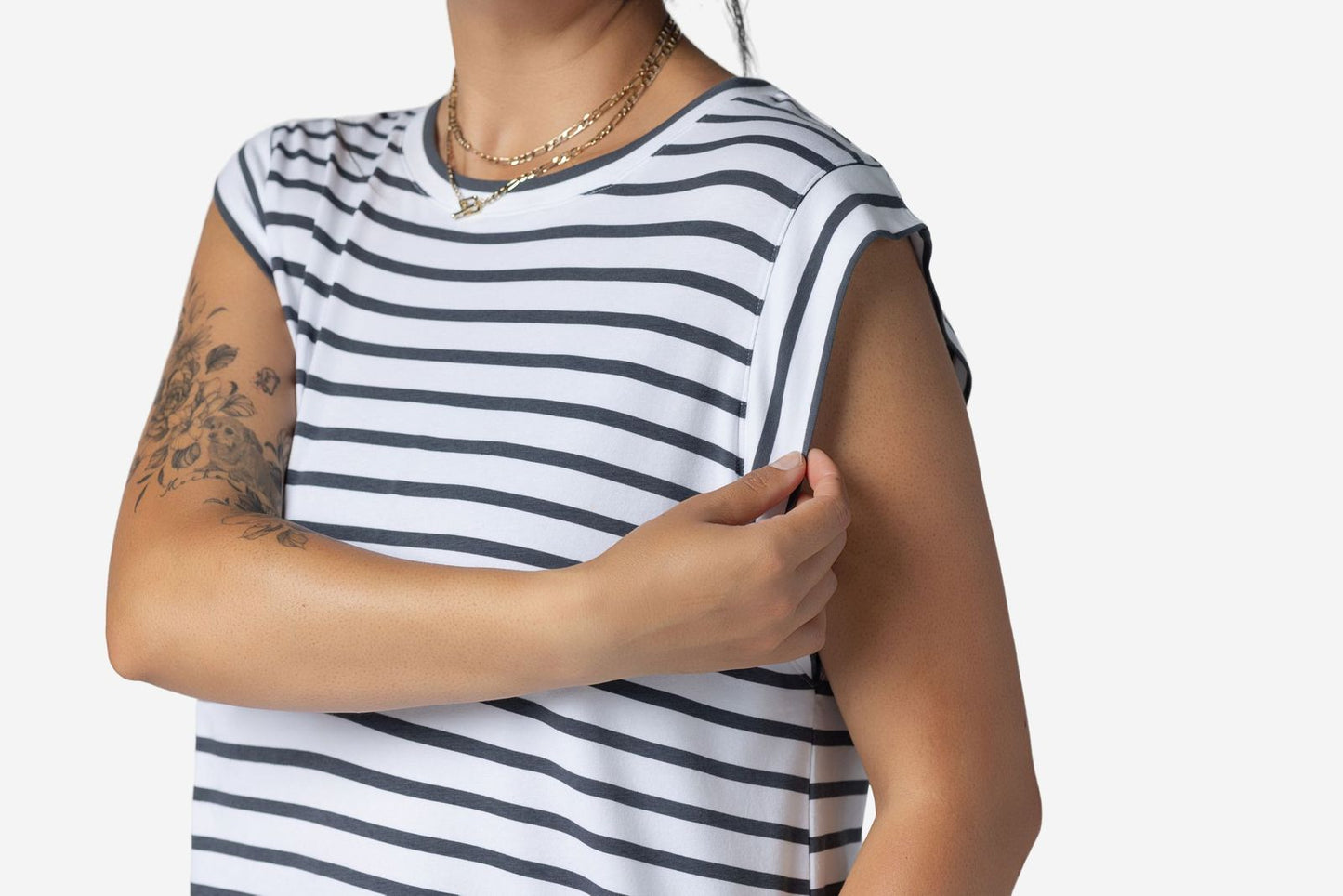 LuLaRoe Suzanne Cap Sleeve Top - Charcoal Stripe