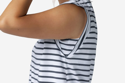 LuLaRoe Suzanne Cap Sleeve Top - Charcoal Stripe