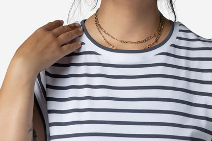 LuLaRoe Suzanne Cap Sleeve Top - Charcoal Stripe