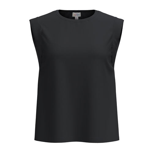 LuLaRoe Suzanne Cap Sleeve Top in Solid Black featuring a relaxed fit, flattering cap sleeves, crew neckline, curved hem, and soft cotton spandex jersey fabric.