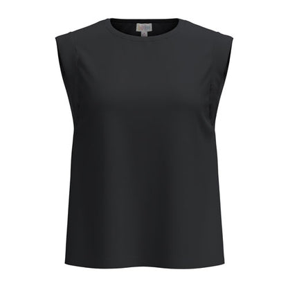 LuLaRoe Suzanne Cap Sleeve Top in Solid Black featuring a relaxed fit, flattering cap sleeves, crew neckline, curved hem, and soft cotton spandex jersey fabric.