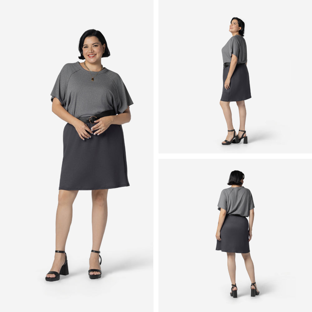 LuLaRoe Melanie Raglan Top in Solid Charcoal product image.