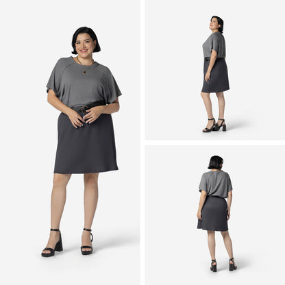 LuLaRoe Melanie Raglan Top in Solid Charcoal product image.