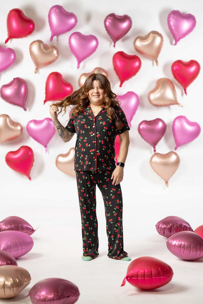 LuLaRoe LuLaRoe Valentine Serene Set - Midnight Cherry Charm 