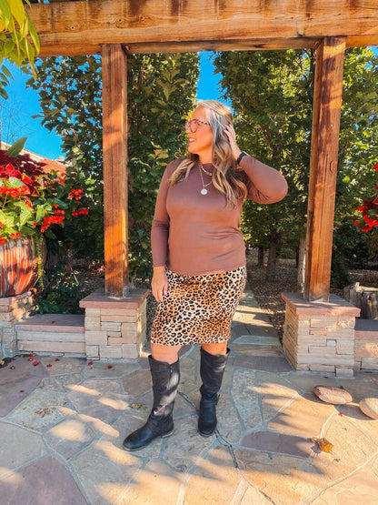 LuLaRoe Essential Long Sleeve Top Solid Brown - women’s crewneck stretch baby rib long sleeve shirt, product photo 3