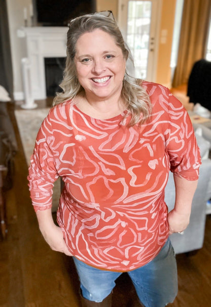 LuLaRoe May Mesh Top - Cinnamon Whirl