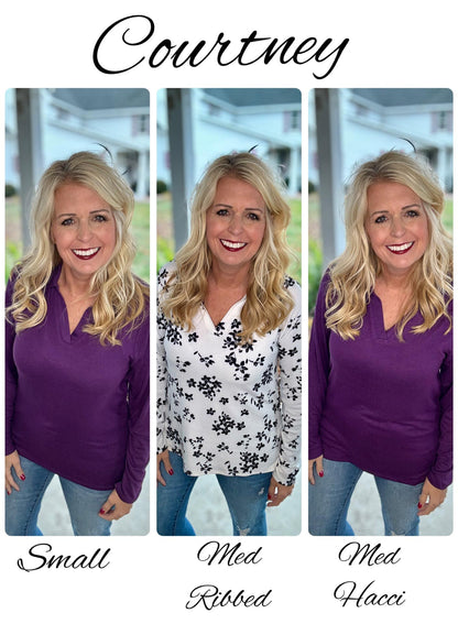 Courtney - Black & White Floral Rib