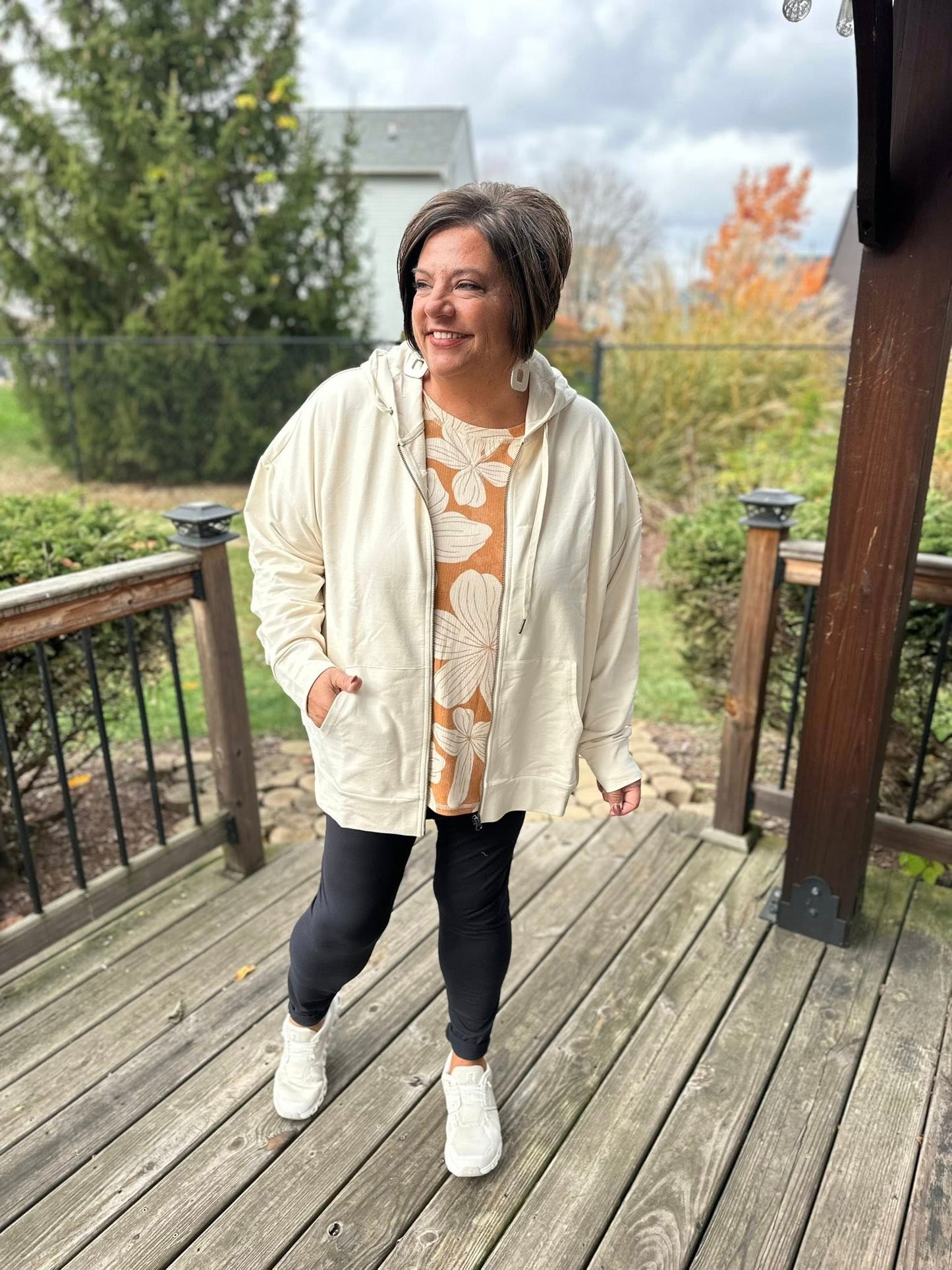 LuLaRoe Essential Zip Hoodie - Solid Whitecap Gray Beige