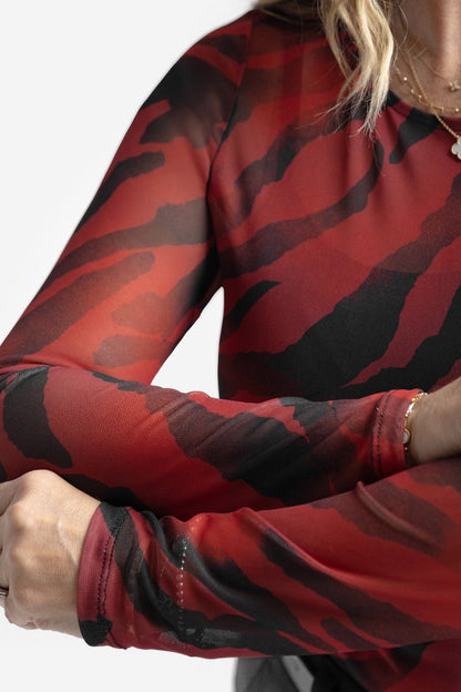 LuLaRoe May Mesh Top - Crimson Wildcat