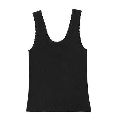 LuLaRoe Maydene Scallop Edge Tank – Solid Black
