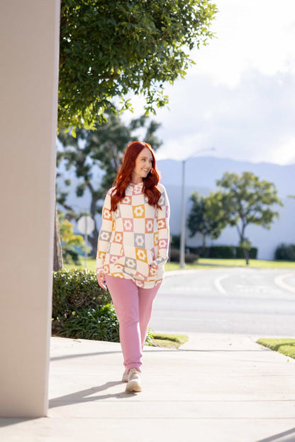 LuLaRoe LuLaRoe Amber Hoodie - Retro Petal Checker 