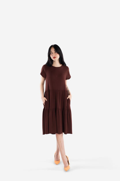 LuLaRoe Ariel Tiered Dress - Solid Espresso Truffle