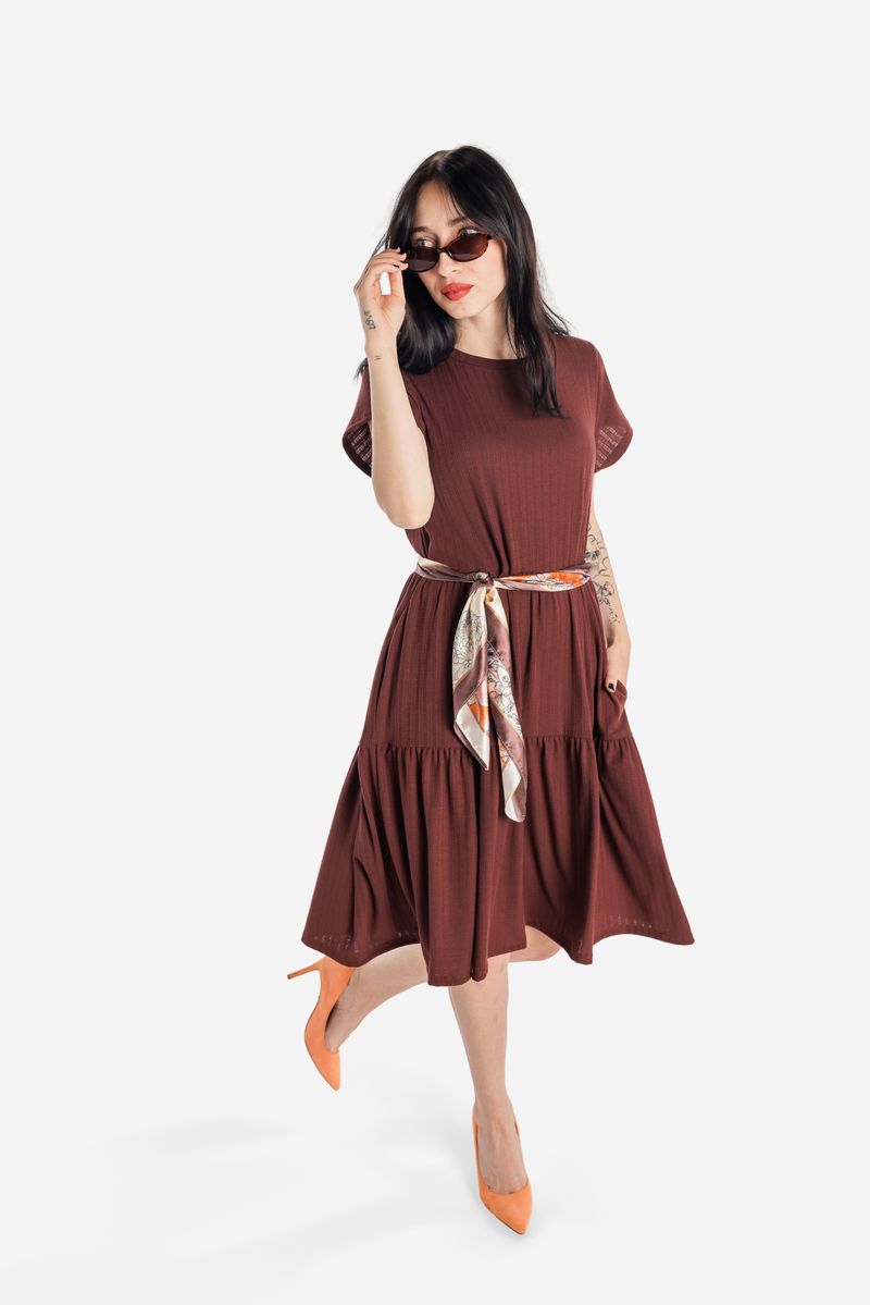 LuLaRoe Ariel Tiered Dress - Solid Espresso Truffle