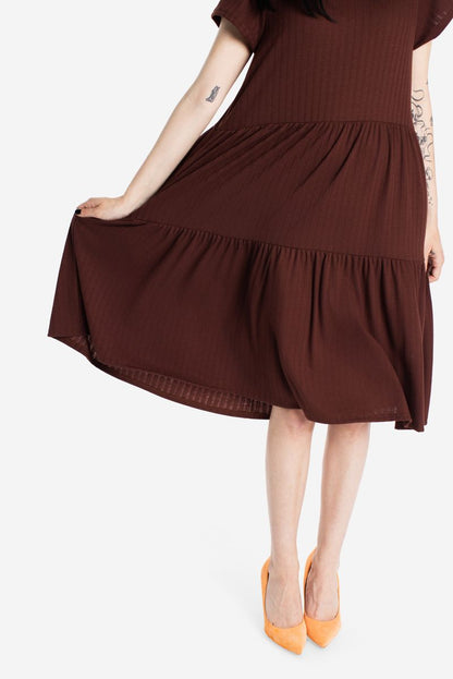 LuLaRoe Ariel Tiered Dress - Solid Espresso Truffle