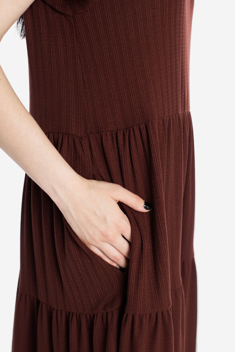 LuLaRoe Ariel Tiered Dress - Solid Espresso Truffle