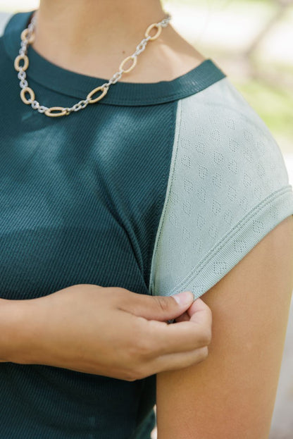 LuLaRoe Ashley Raglan T - Solid Forest Pine