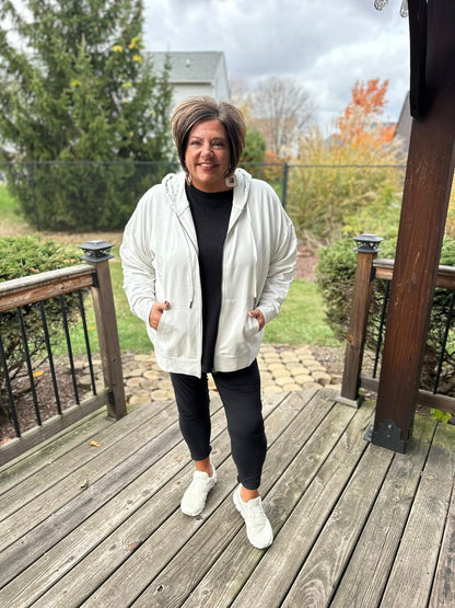 LuLaRoe Essential Zip Hoodie - Solid Dawn Blue Gray