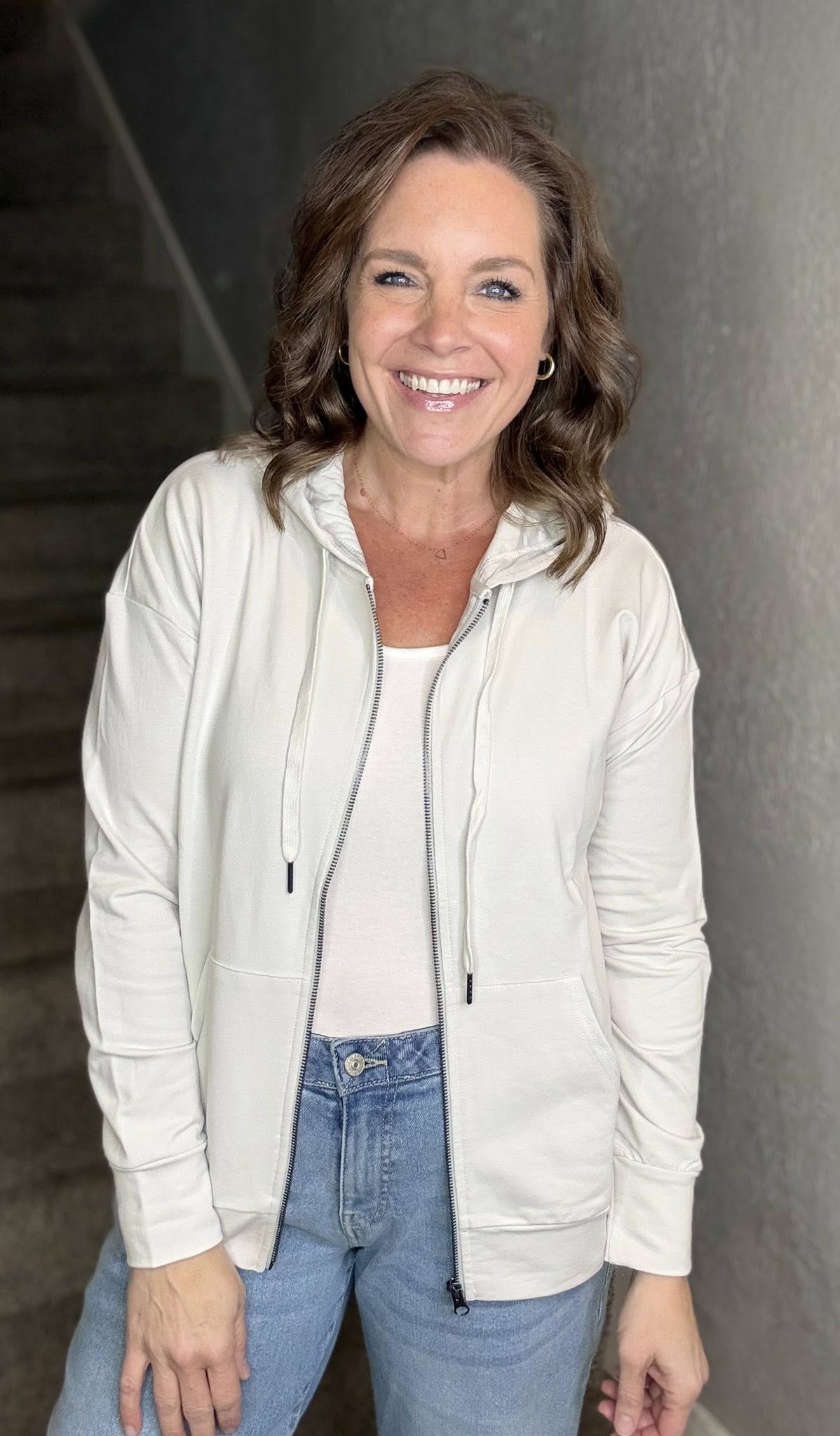 LuLaRoe Essential Zip Hoodie - Solid Dawn Blue Gray