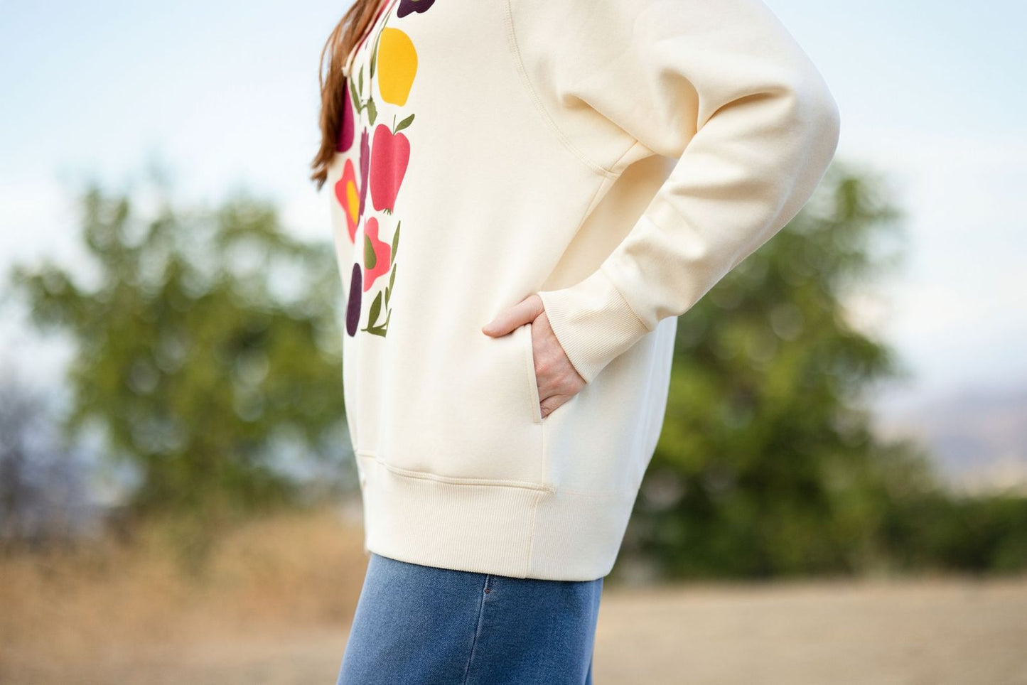 LuLaRoe Graphic Hoodie - Soft Ivory Multicolor Fruit & Floral Graphic