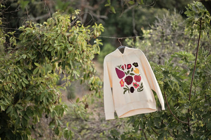 LuLaRoe Graphic Hoodie - Soft Ivory Multicolor Fruit & Floral Graphic
