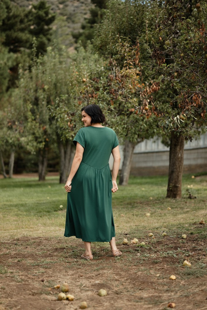 LuLaRoe Cassandra Cap Sleeve Midi Dress – Solid Forest Green – view 6