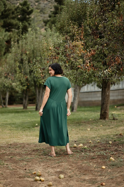 LuLaRoe Cassandra Cap Sleeve Midi Dress – Solid Forest Green – view 6