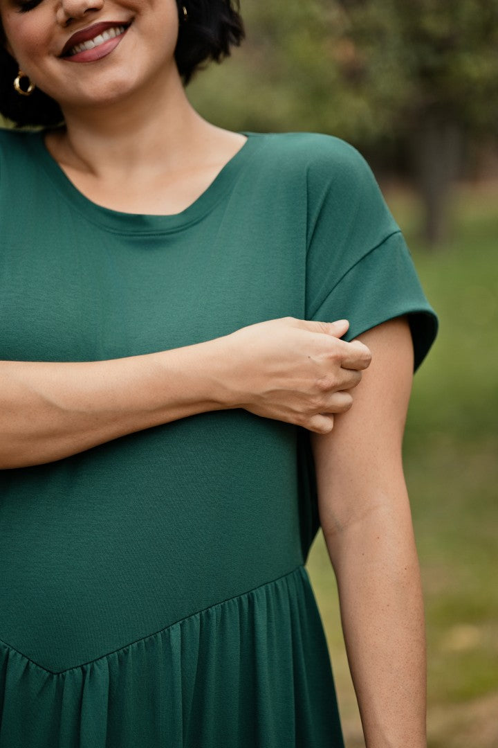 LuLaRoe Cassandra Cap Sleeve Midi Dress – Solid Forest Green – view 7