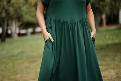 LuLaRoe Cassandra Cap Sleeve Midi Dress – Solid Forest Green – view 8