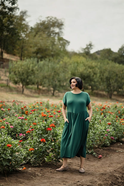 LuLaRoe Cassandra Cap Sleeve Midi Dress – Solid Forest Green – view 9
