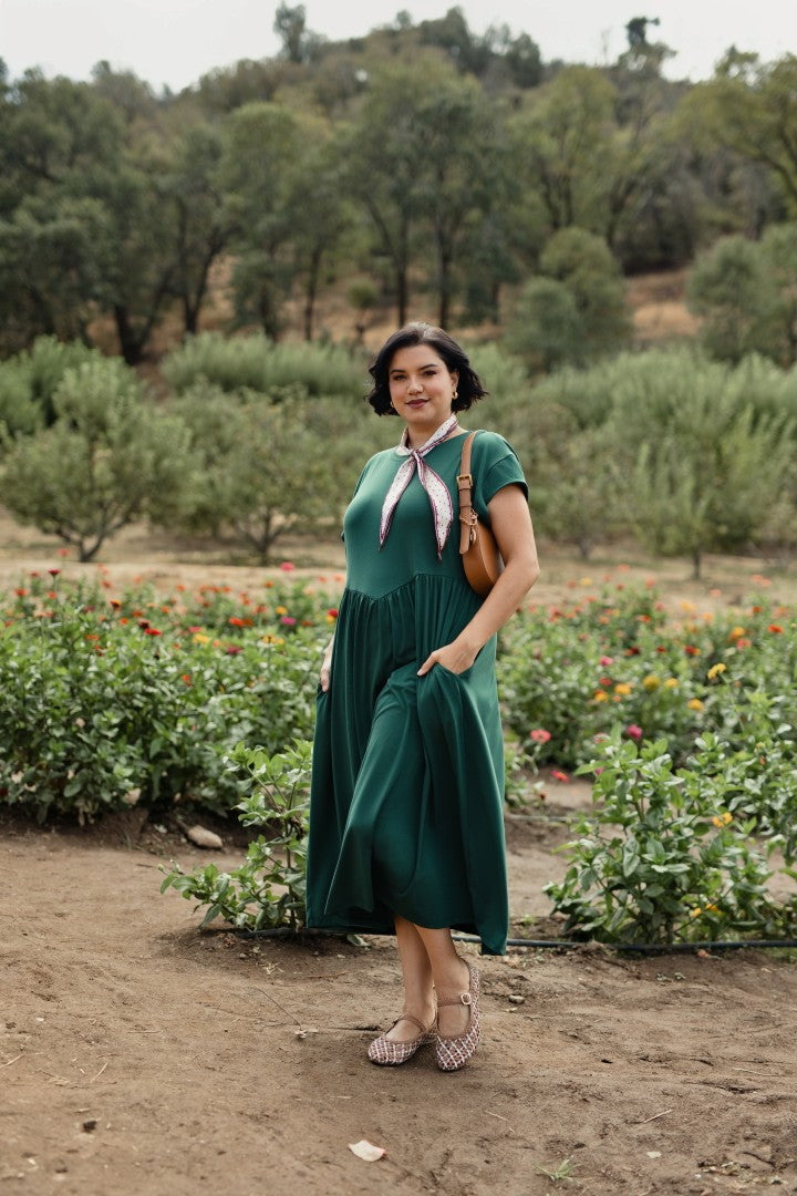 LuLaRoe Cassandra Cap Sleeve Midi Dress – Solid Forest Green – view 10