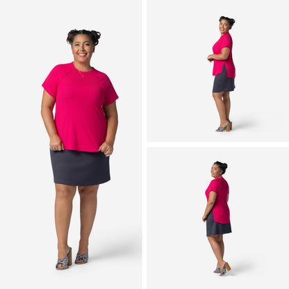 LuLaRoe Melanie Raglan Top in Solid Vibrant Fuchsia product image.