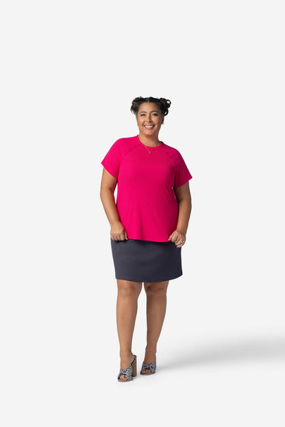LuLaRoe Melanie Raglan Top in Solid Vibrant Fuchsia product image.