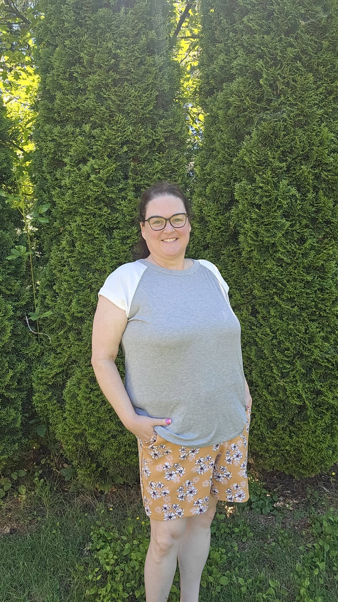 LuLaRoe Ashley Raglan T - Heather Gray & Ivory