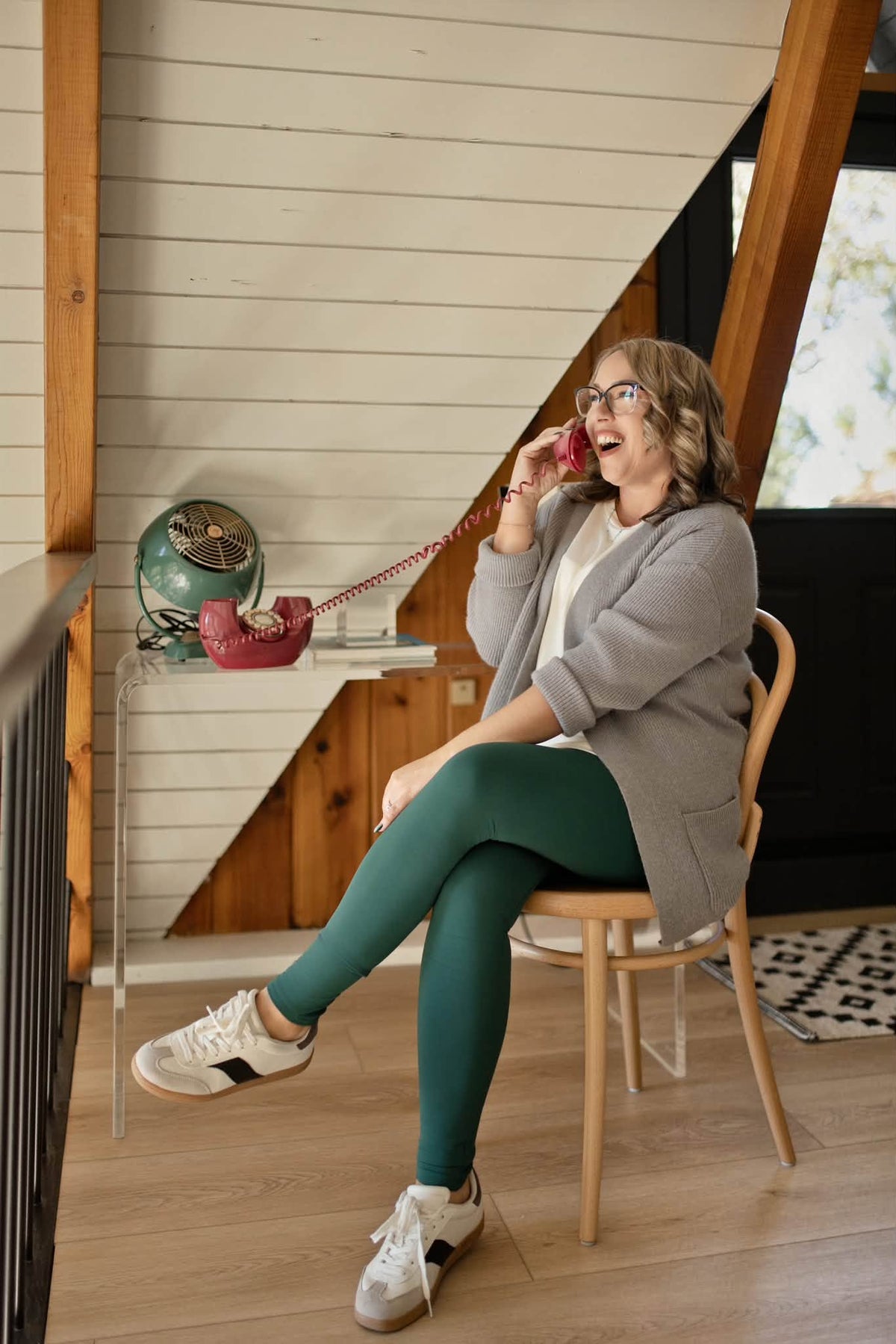 LuLaRoe WarmTech fleece-lined leggings solid forest green - detail and lifestyle view 1
