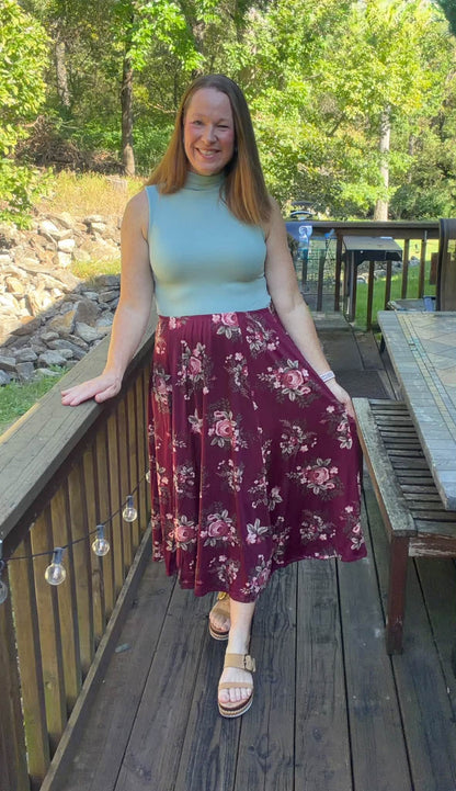 LuLaRoe Ramona Mock Neck Tank – Solid Soft Sage Green outfit and fit photo
