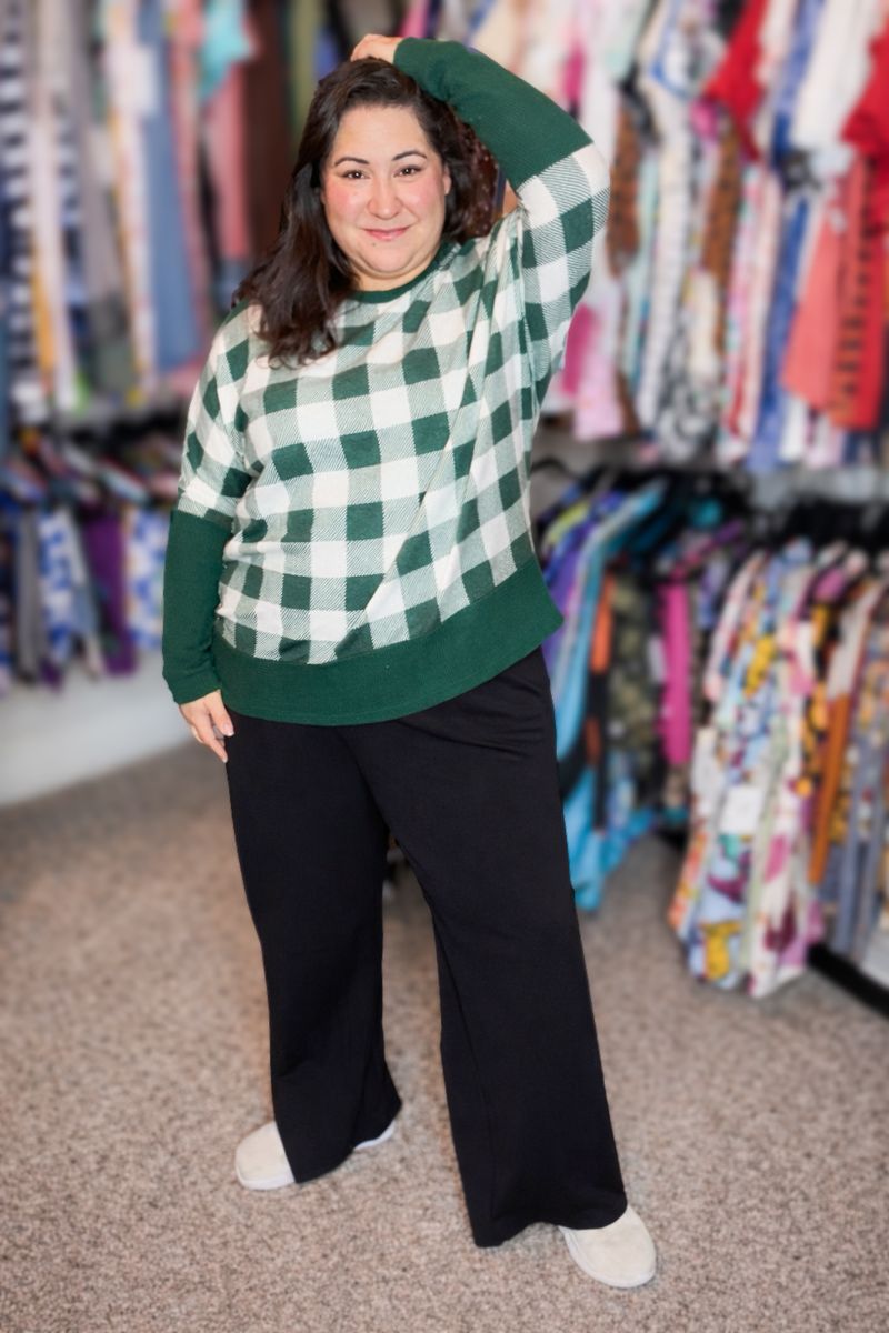 LuLaRoe LuLaRoe Tammy Top — Evergreen Buffalo Check 