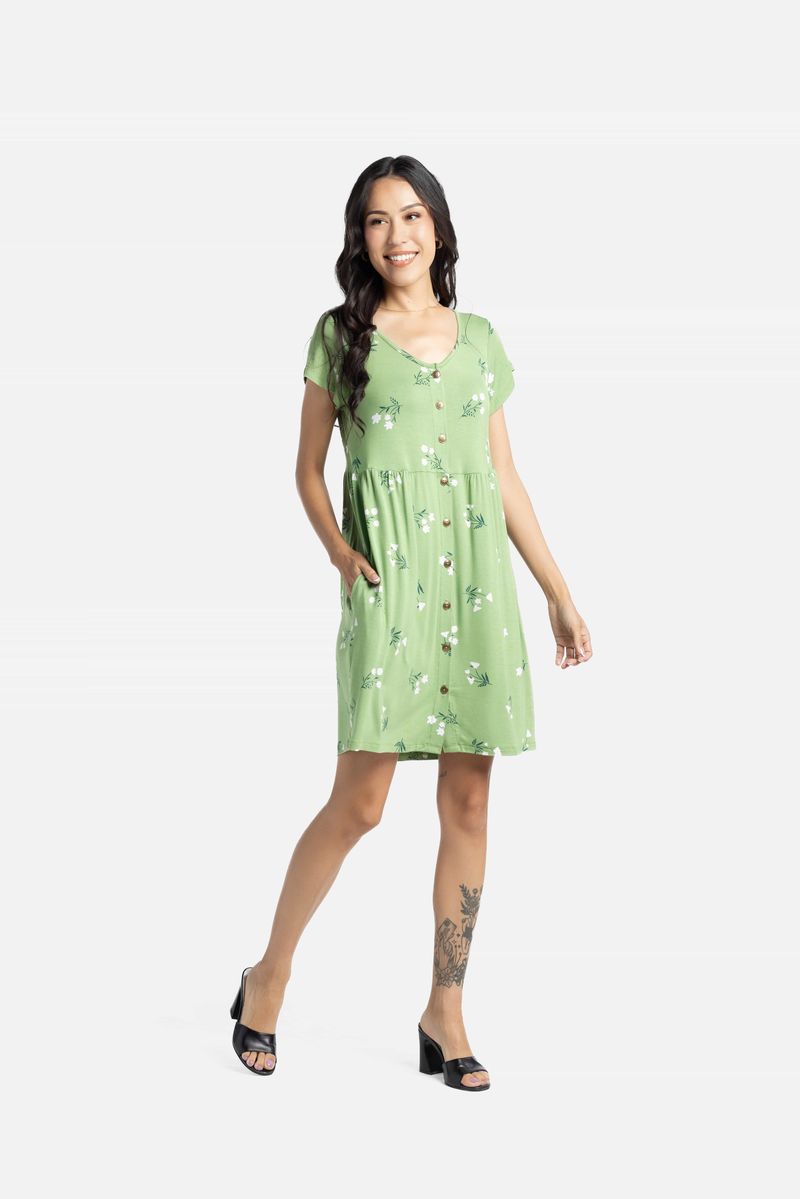 LuLaRoe Heidi Dress Green Floral Babydoll Dress with Pockets