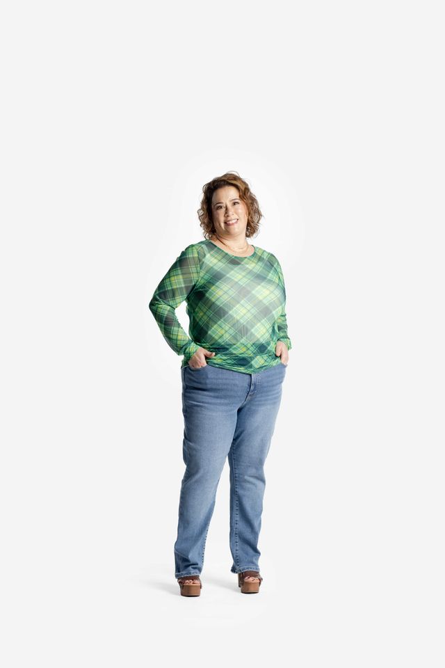 LuLaRoe LuLaRoe May Mesh Top - Emerald Grove Plaid 