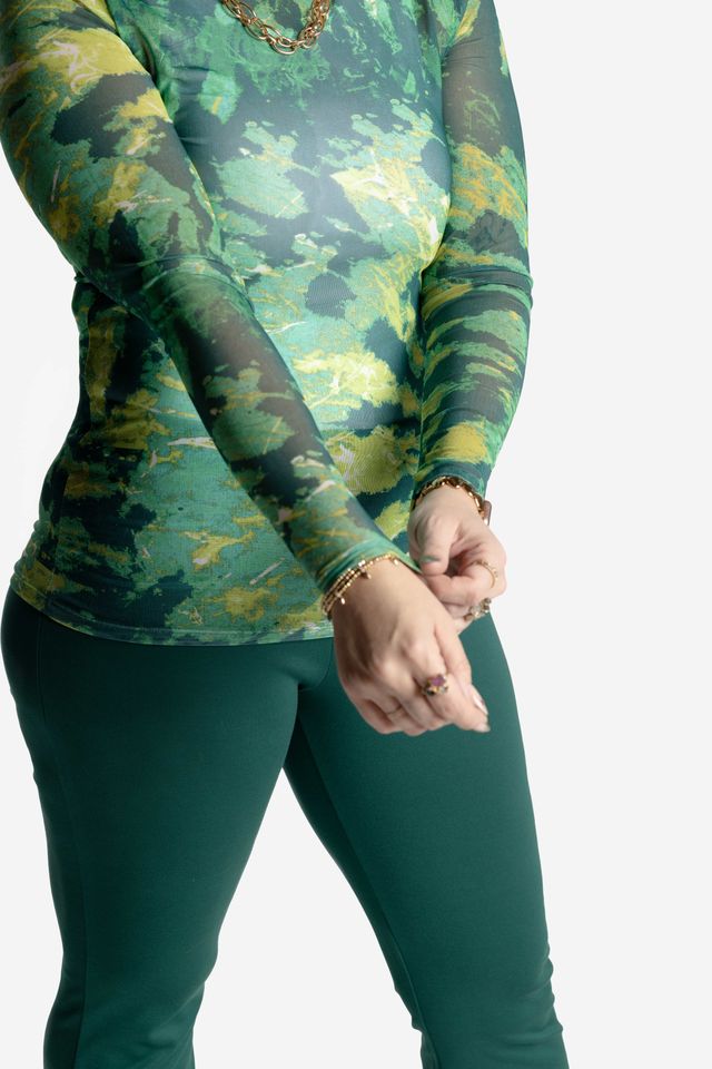 LuLaRoe LuLaRoe May Mesh Top - Verdant Tide Wash 