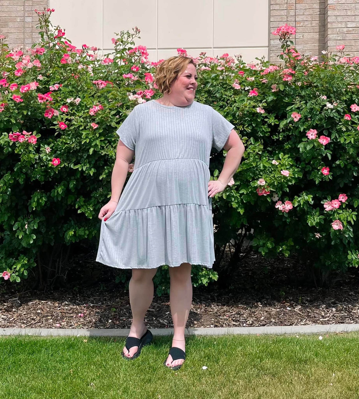 LuLaRoe Ariel Tiered Dress - Solid Heather Silver