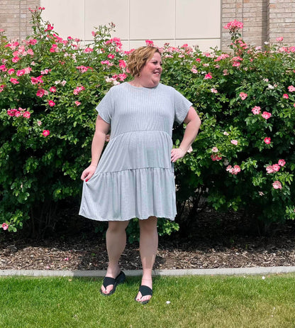 LuLaRoe Ariel Tiered Dress - Solid Heather Silver