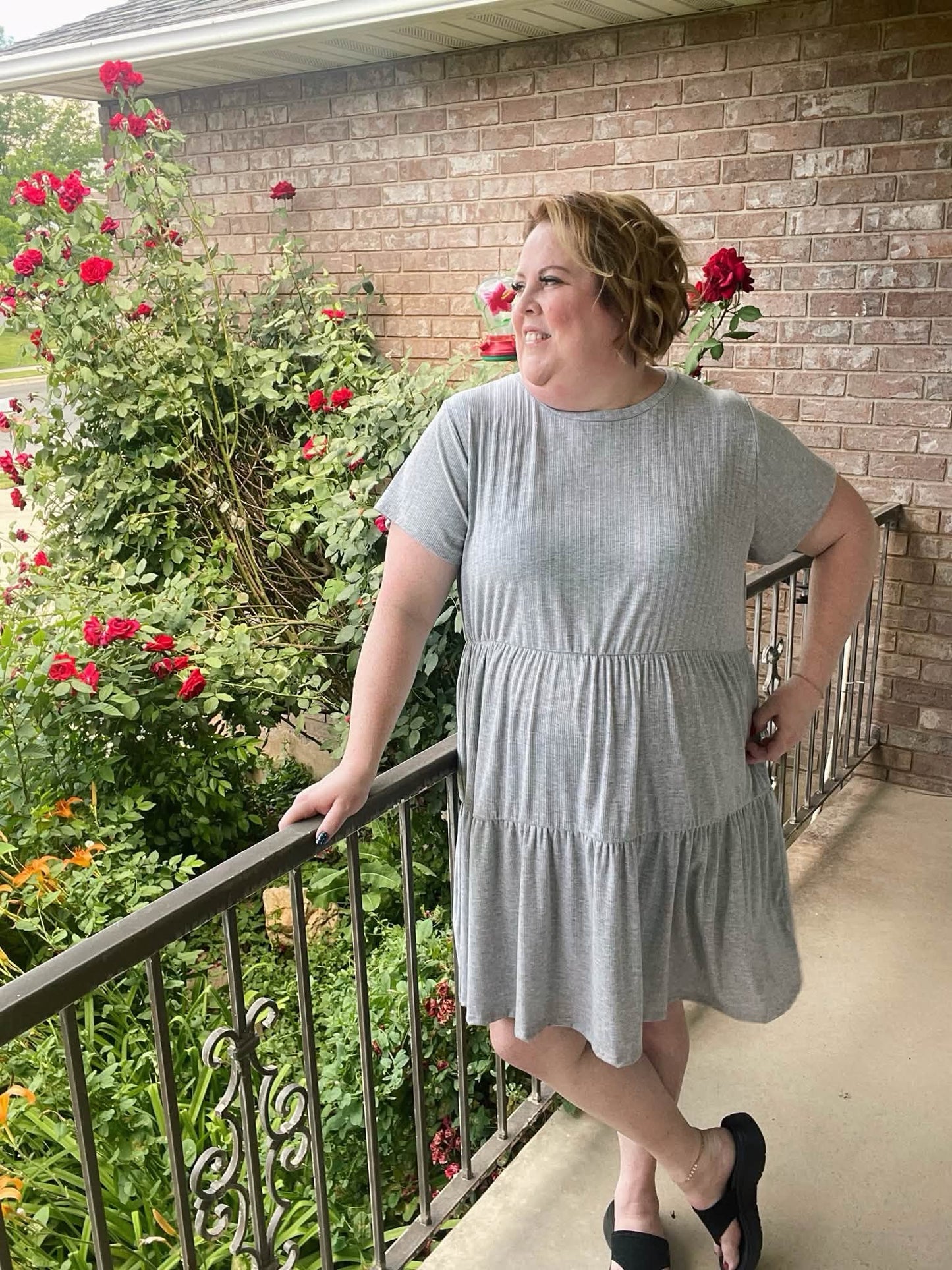 LuLaRoe Ariel Tiered Dress - Solid Heather Silver